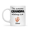 Personalised “This Awesome Grandpa Belongs To” Mug – Custom Handprint Design with Up to 6 Grandkids (11oz)