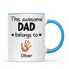 Personalised “This Awesome Dad Belongs To” Mug – Custom Handprint Design with Up to 6 Kids (11oz)