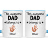 Personalised “This Awesome Dad Belongs To” Mug – Custom Handprint Design with Up to 6 Kids (11oz)