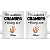 Personalised “This Awesome Grandpa Belongs To” Mug – Custom Handprint Design with Up to 6 Grandkids (11oz)