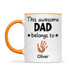 Personalised “This Awesome Dad Belongs To” Mug – Custom Handprint Design with Up to 6 Kids (11oz)
