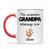 Personalised “This Awesome Grandpa Belongs To” Mug – Custom Handprint Design with Up to 6 Grandkids (11oz)