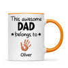 Personalised “This Awesome Dad Belongs To” Mug – Custom Handprint Design with Up to 6 Kids (11oz)