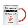 Personalised “This Awesome Grandpa Belongs To” Mug – Custom Handprint Design with Up to 6 Grandkids (11oz)