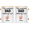 Personalised “This Awesome Dad Belongs To” Mug – Custom Handprint Design with Up to 6 Kids (11oz)