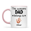 Personalised “This Awesome Dad Belongs To” Mug – Custom Handprint Design with Up to 6 Kids (11oz)
