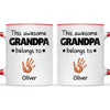 Personalised “This Awesome Grandpa Belongs To” Mug – Custom Handprint Design with Up to 6 Grandkids (11oz)