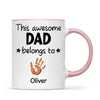 Personalised “This Awesome Dad Belongs To” Mug – Custom Handprint Design with Up to 6 Kids (11oz)