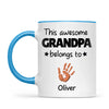 Personalised “This Awesome Grandpa Belongs To” Mug – Custom Handprint Design with Up to 6 Grandkids (11oz)