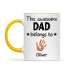 Personalised “This Awesome Dad Belongs To” Mug – Custom Handprint Design with Up to 6 Kids (11oz)