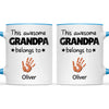 Personalised “This Awesome Grandpa Belongs To” Mug – Custom Handprint Design with Up to 6 Grandkids (11oz)