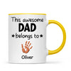 Personalised “This Awesome Dad Belongs To” Mug – Custom Handprint Design with Up to 6 Kids (11oz)