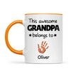 Personalised “This Awesome Grandpa Belongs To” Mug – Custom Handprint Design with Up to 6 Grandkids (11oz)