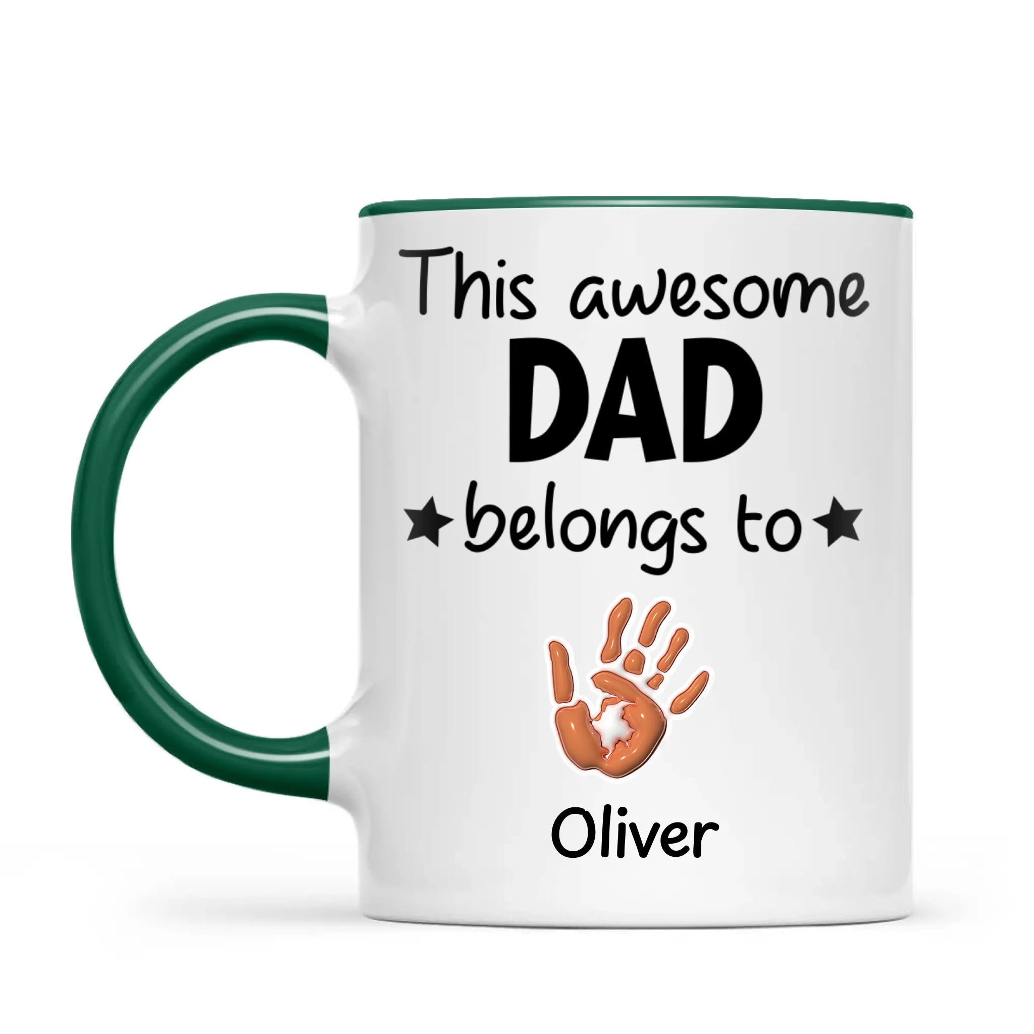 Personalised “This Awesome Dad Belongs To” Mug – Custom Handprint Design with Up to 6 Kids (11oz)