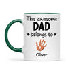 Personalised “This Awesome Dad Belongs To” Mug – Custom Handprint Design with Up to 6 Kids (11oz)