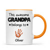 Personalised “This Awesome Grandpa Belongs To” Mug – Custom Handprint Design with Up to 6 Grandkids (11oz)