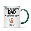 Personalised “This Awesome Dad Belongs To” Mug – Custom Handprint Design with Up to 6 Kids (11oz)