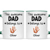 Personalised “This Awesome Dad Belongs To” Mug – Custom Handprint Design with Up to 6 Kids (11oz)