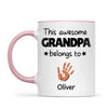 Personalised “This Awesome Grandpa Belongs To” Mug – Custom Handprint Design with Up to 6 Grandkids (11oz)