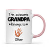 Personalised “This Awesome Grandpa Belongs To” Mug – Custom Handprint Design with Up to 6 Grandkids (11oz)