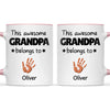 Personalised “This Awesome Grandpa Belongs To” Mug – Custom Handprint Design with Up to 6 Grandkids (11oz)