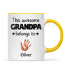 Personalised “This Awesome Grandpa Belongs To” Mug – Custom Handprint Design with Up to 6 Grandkids (11oz)