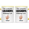 Personalised “This Awesome Grandpa Belongs To” Mug – Custom Handprint Design with Up to 6 Grandkids (11oz)