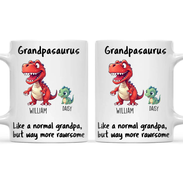 Personalised Grandpasaurus Mug – Custom Grandpa Gift with Up to 12 Dino Kids (11oz)