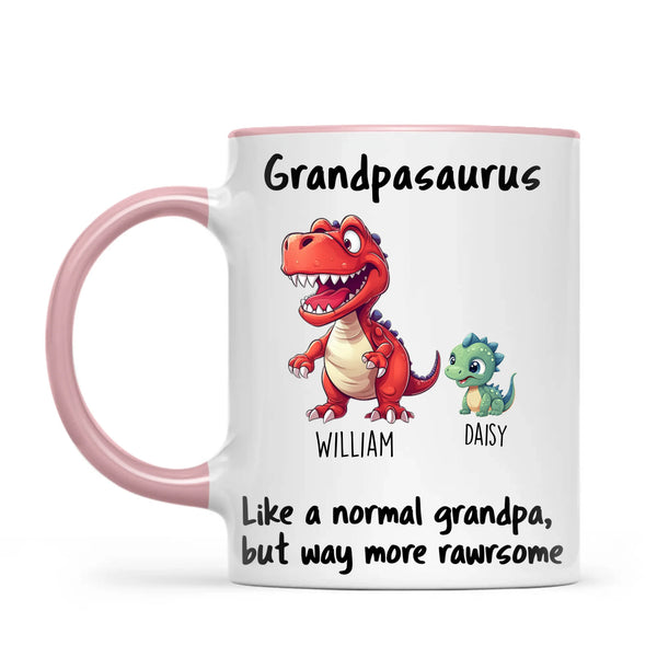 Personalised Grandpasaurus Mug – Custom Grandpa Gift with Up to 12 Dino Kids (11oz)