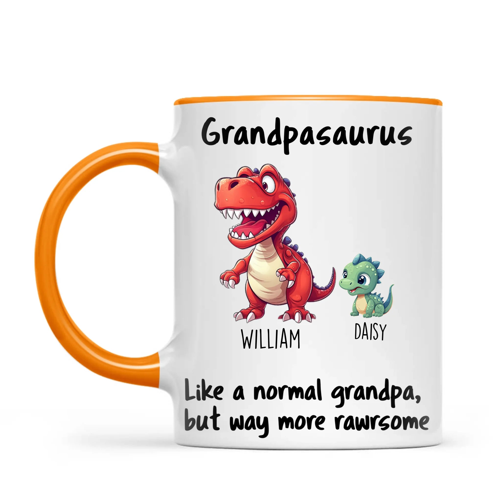Personalised Grandpasaurus Mug – Custom Grandpa Gift with Up to 12 Dino Kids (11oz)