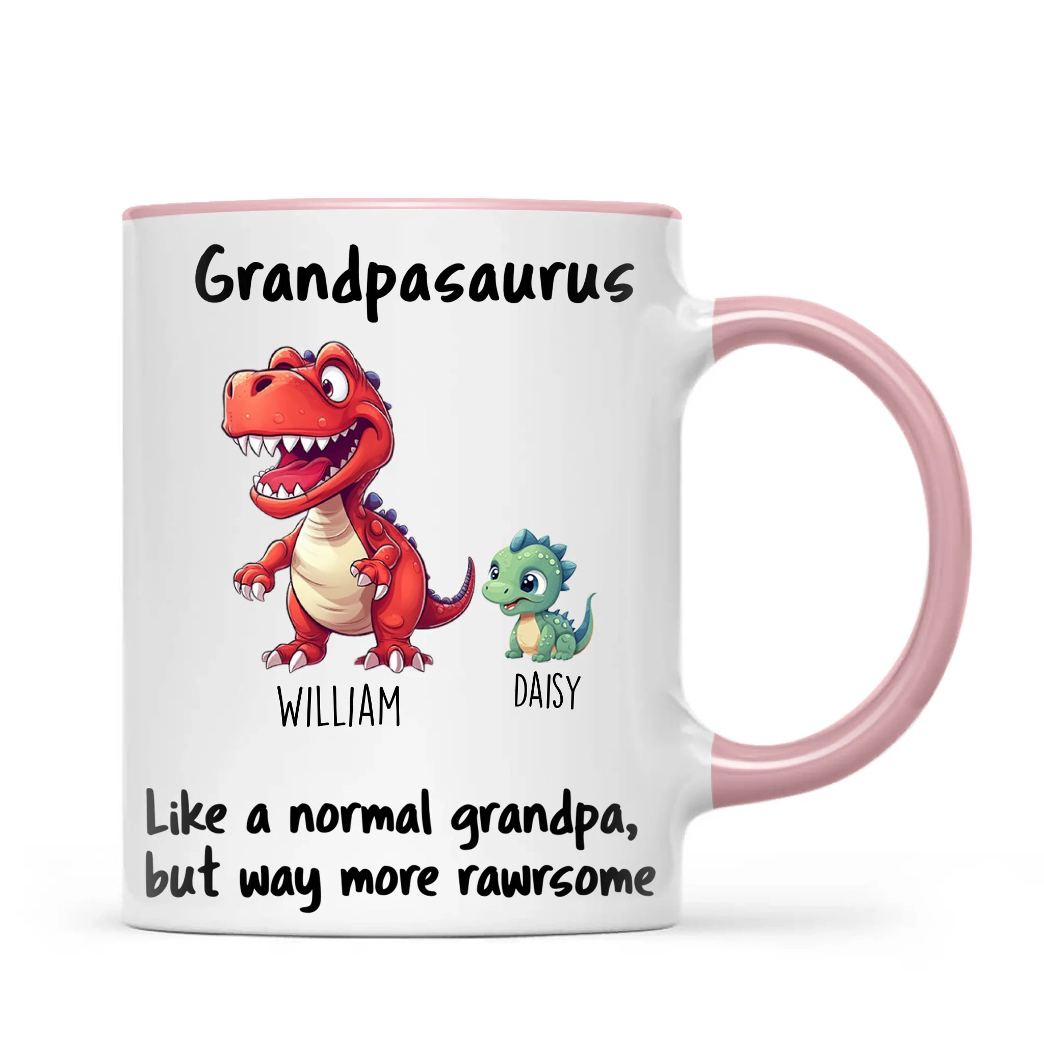Personalised Grandpasaurus Mug – Custom Grandpa Gift with Up to 12 Dino Kids (11oz)