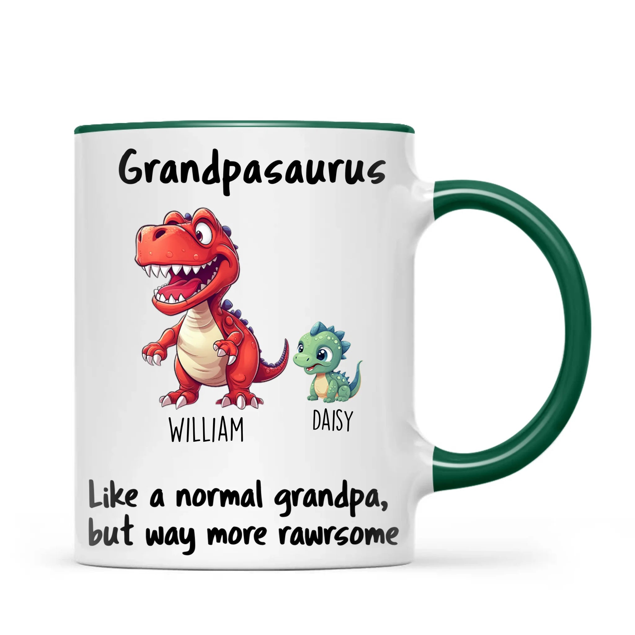 Personalised Grandpasaurus Mug – Custom Grandpa Gift with Up to 12 Dino Kids (11oz)