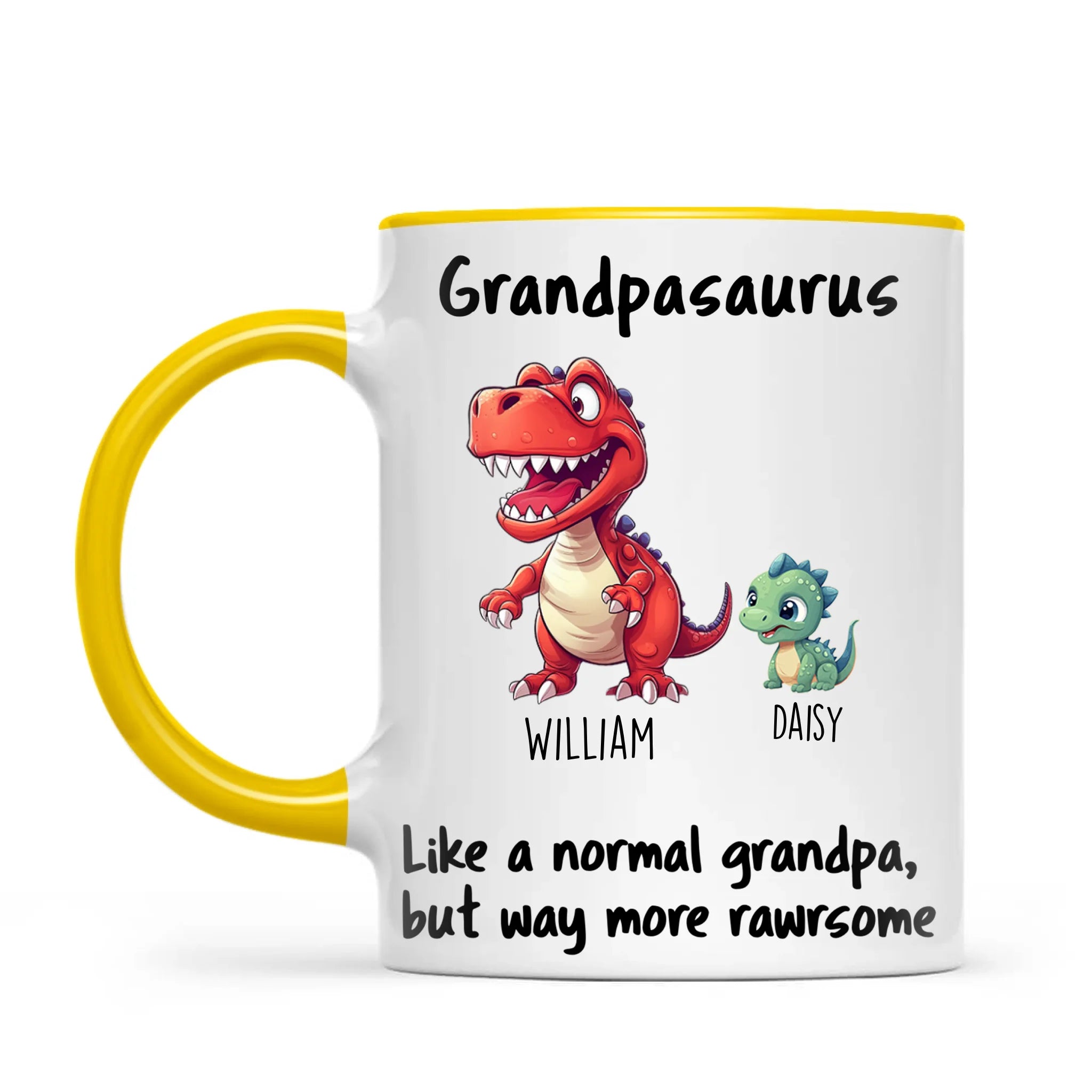 Personalised Grandpasaurus Mug – Custom Grandpa Gift with Up to 12 Dino Kids (11oz)
