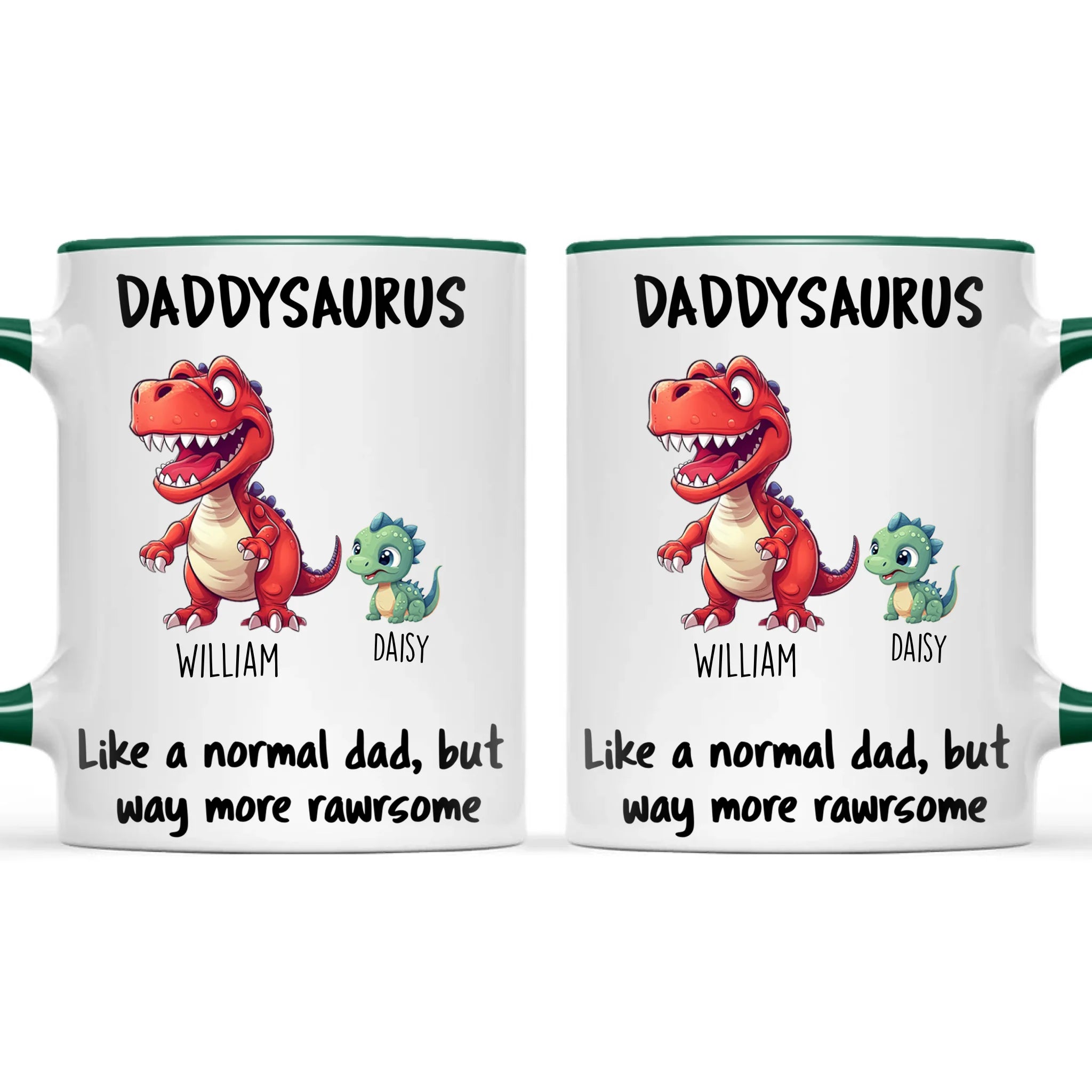 Personalised Daddysaurus Mug – Custom Father’s Day Gift with Up to 12 Dino Kids (11oz)