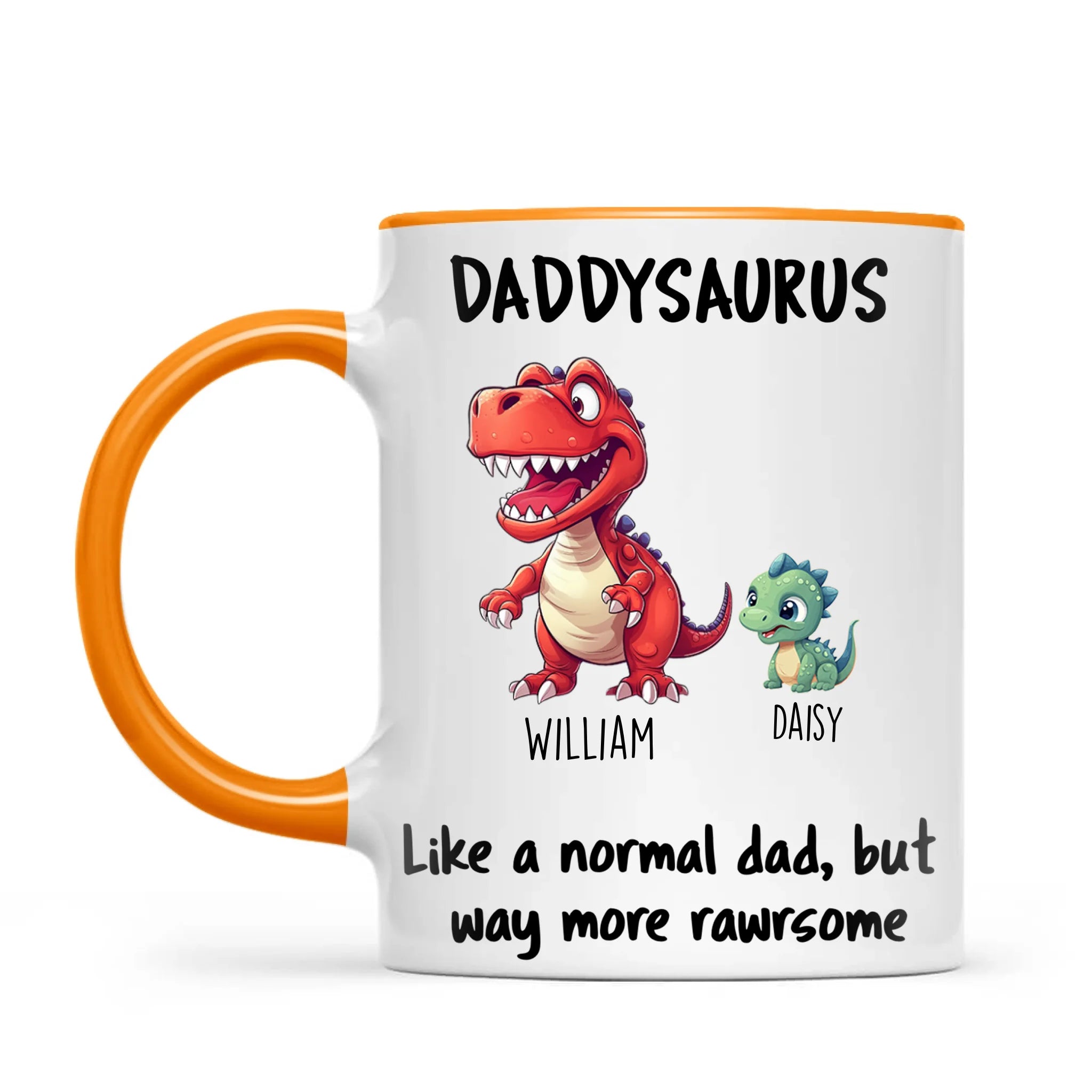 Personalised Daddysaurus Mug – Custom Father’s Day Gift with Up to 12 Dino Kids (11oz)