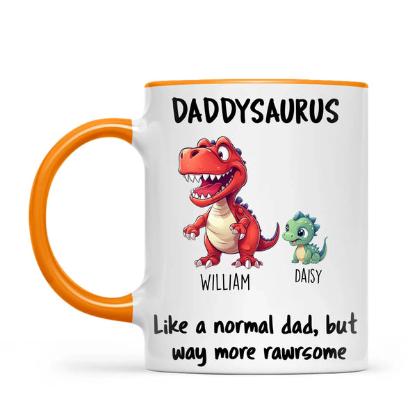 Personalised Daddysaurus Mug – Custom Father’s Day Gift with Up to 12 Dino Kids (11oz)