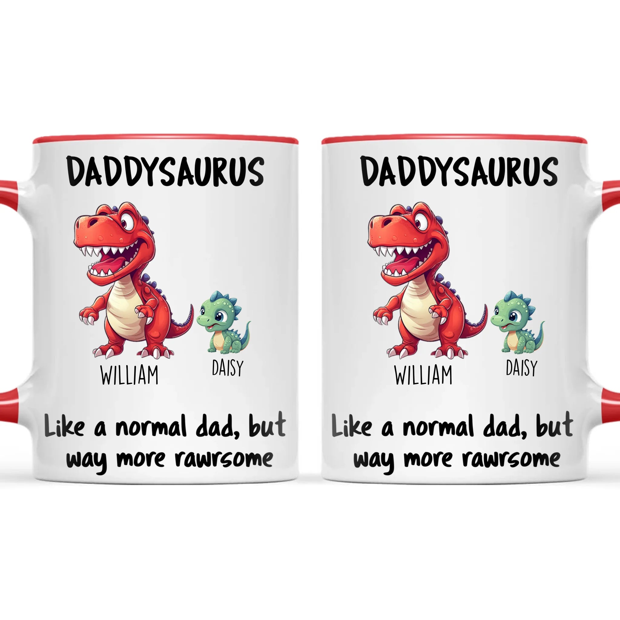 Personalised Daddysaurus Mug – Custom Father’s Day Gift with Up to 12 Dino Kids (11oz)