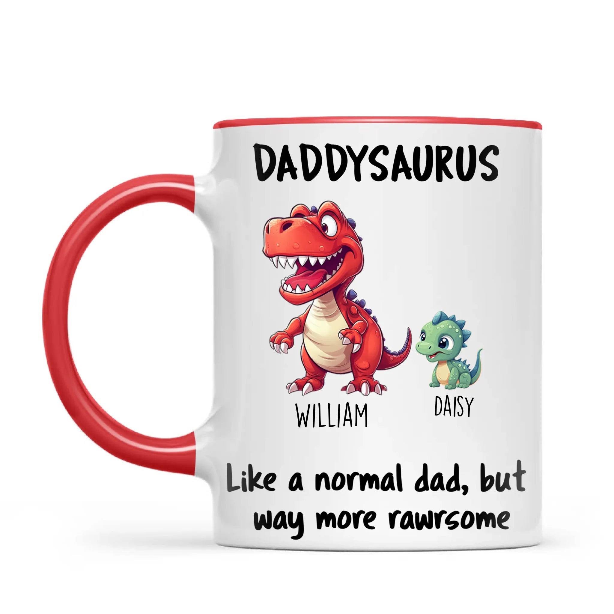 Personalised Daddysaurus Mug – Custom Father’s Day Gift with Up to 12 Dino Kids (11oz)