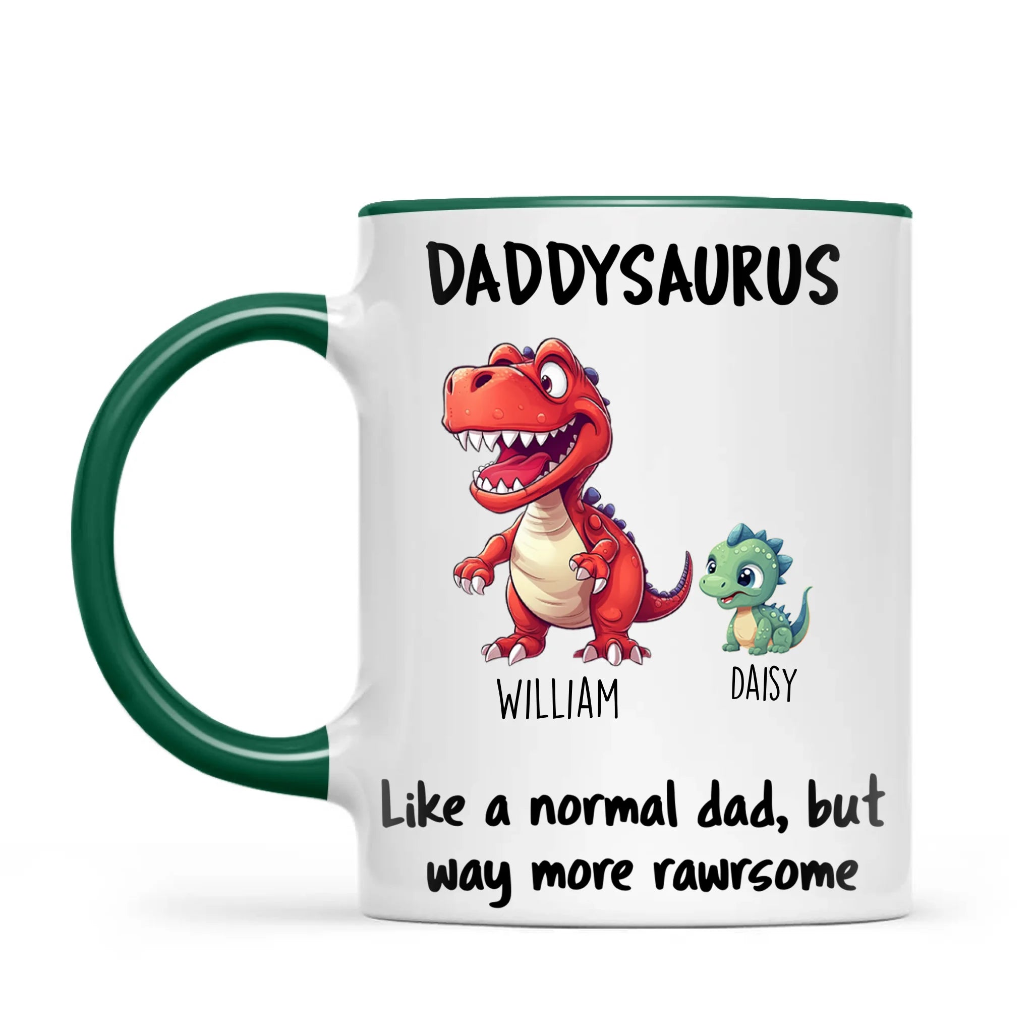 Personalised Daddysaurus Mug – Custom Father’s Day Gift with Up to 12 Dino Kids (11oz)
