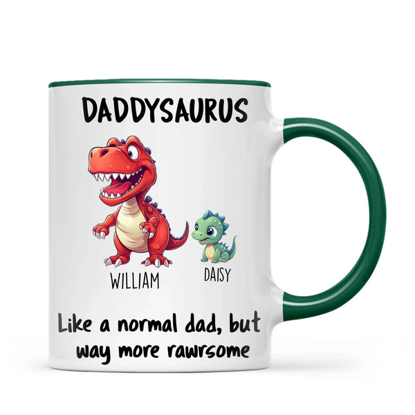 Personalised Daddysaurus Mug – Custom Father’s Day Gift with Up to 12 Dino Kids (11oz)