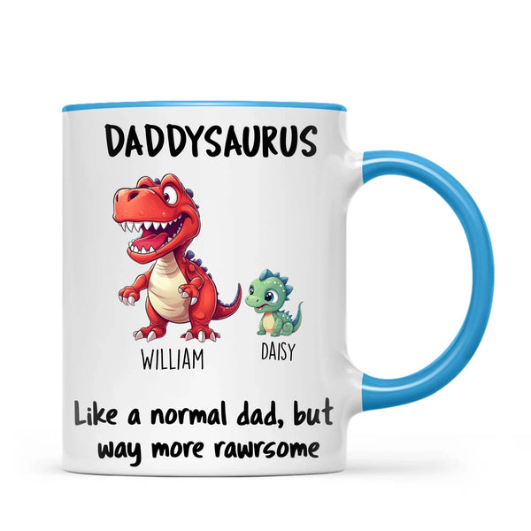 Personalised Daddysaurus Mug – Custom Father’s Day Gift with Up to 12 Dino Kids (11oz)