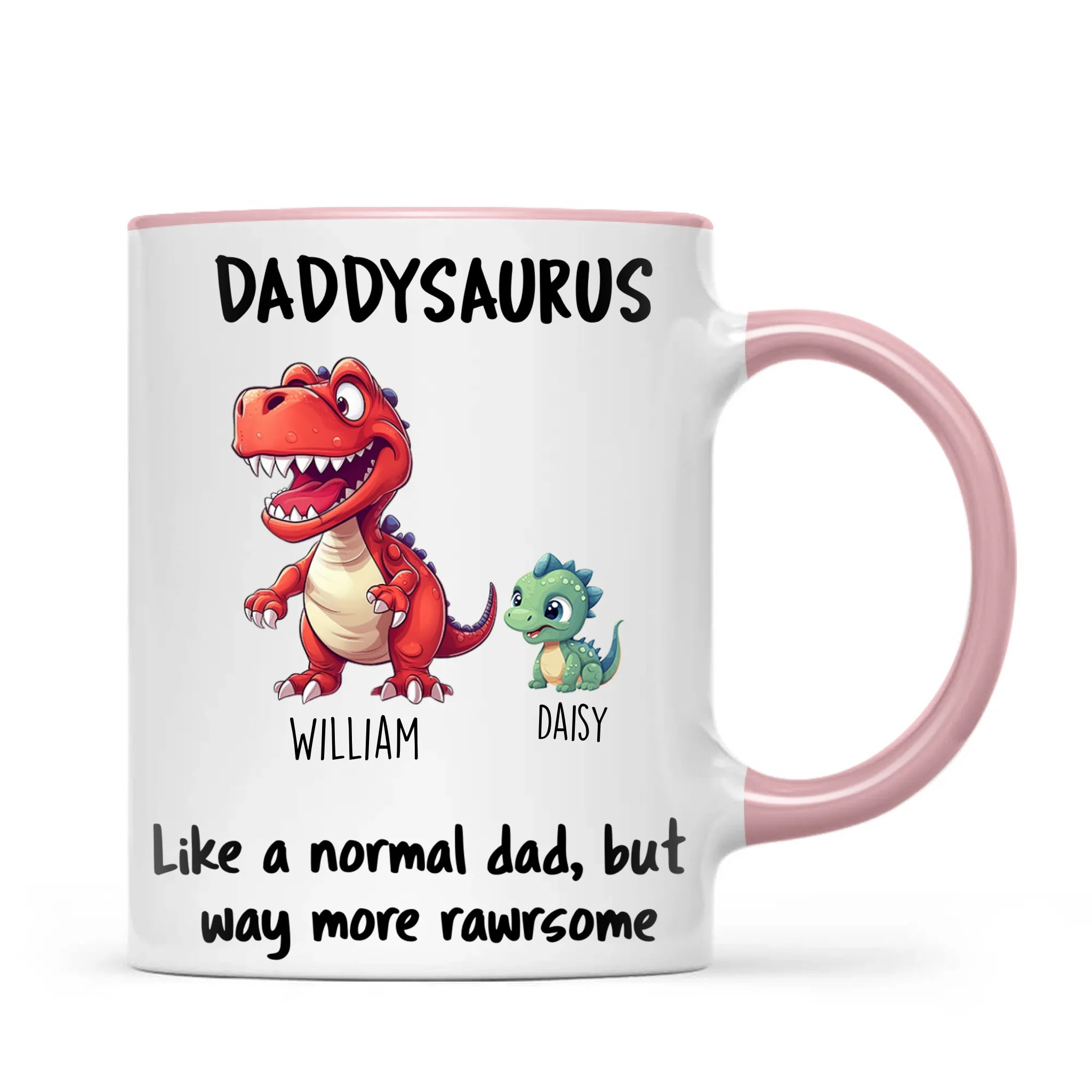 Personalised Daddysaurus Mug – Custom Father’s Day Gift with Up to 12 Dino Kids (11oz)