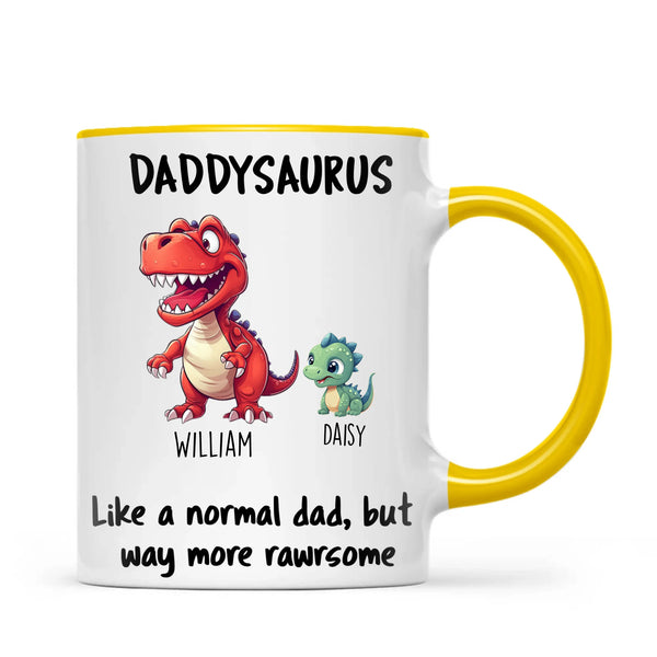 Personalised Daddysaurus Mug – Custom Father’s Day Gift with Up to 12 Dino Kids (11oz)