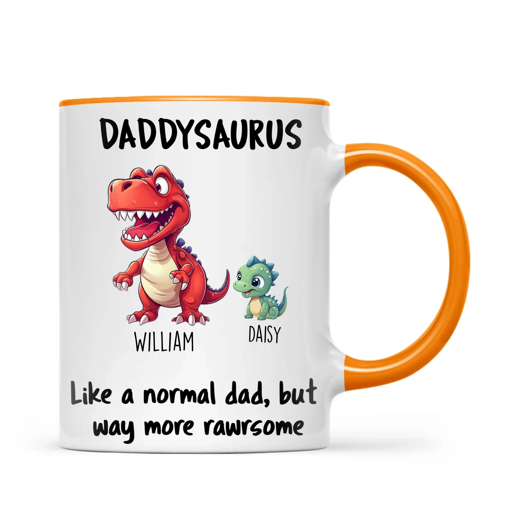 Personalised Daddysaurus Mug – Custom Father’s Day Gift with Up to 12 Dino Kids (11oz)
