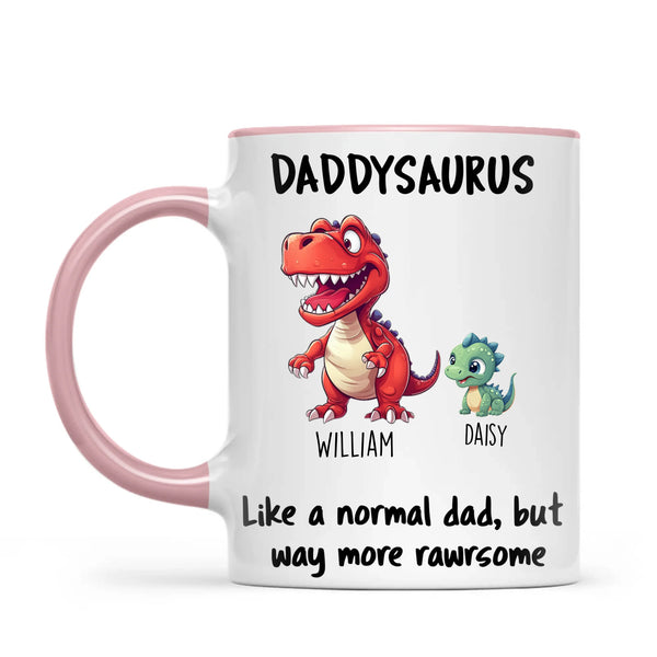Personalised Daddysaurus Mug – Custom Father’s Day Gift with Up to 12 Dino Kids (11oz)