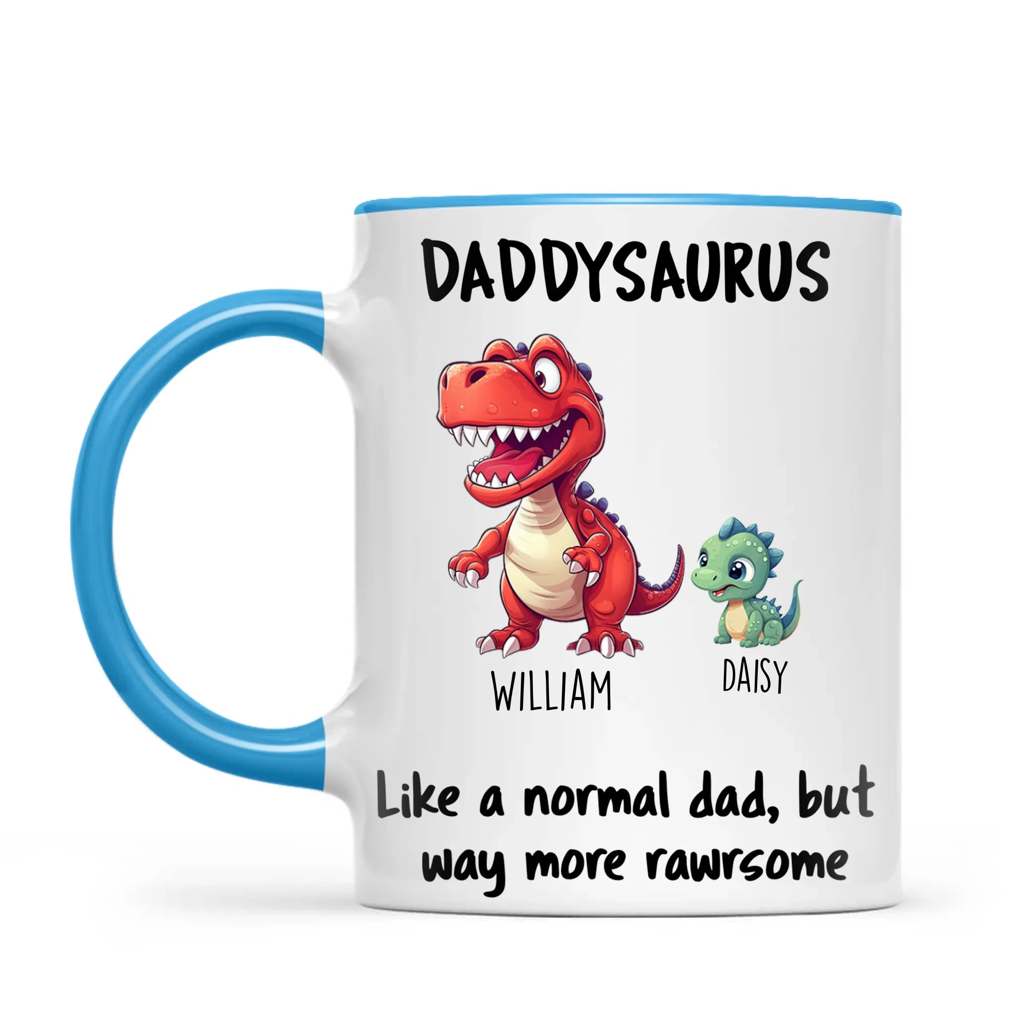 Personalised Daddysaurus Mug – Custom Father’s Day Gift with Up to 12 Dino Kids (11oz)