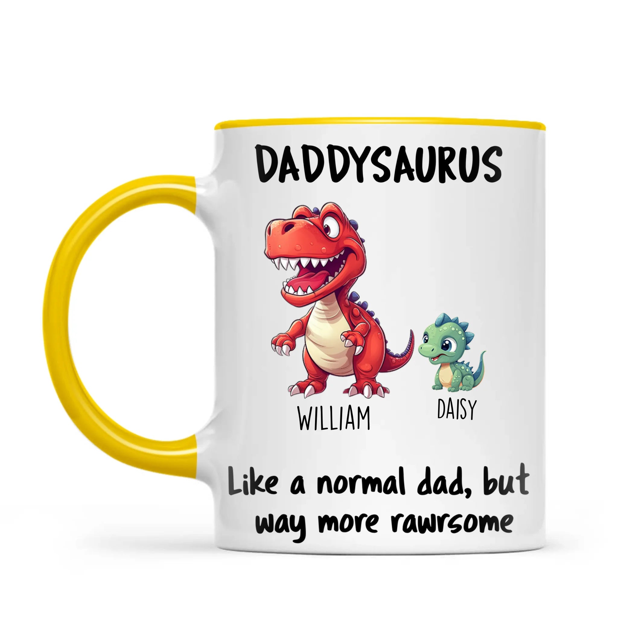 Personalised Daddysaurus Mug – Custom Father’s Day Gift with Up to 12 Dino Kids (11oz)