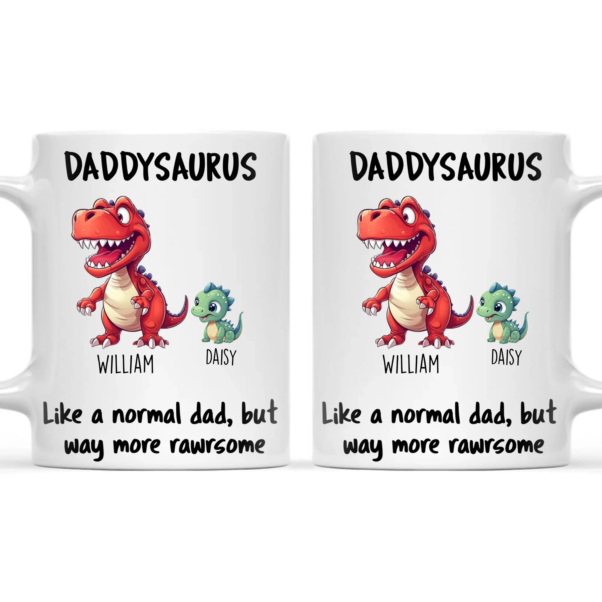 Personalised Daddysaurus Mug – Custom Father’s Day Gift with Up to 12 Dino Kids (11oz)