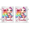 Personalised Pink Dino Alphabet Kids Mug – Custom Name Cup with Cute Dinosaur & Letter Design | 11oz, 6oz & Enamel Options
