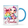 Personalised Pink Dino Alphabet Kids Mug – Custom Name Cup with Cute Dinosaur & Letter Design | 11oz, 6oz & Enamel Options